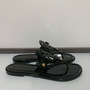 Tory Burch Miller Patent Leather Black Sandal-Size 6B NWT